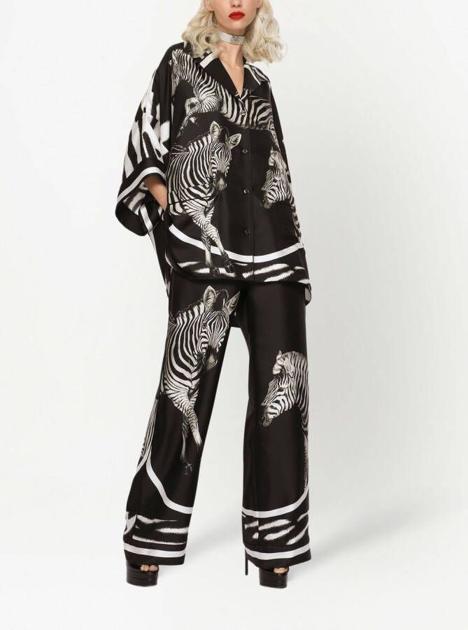 Dolce & Gabbana Twill blouse met zebraprint Zwart