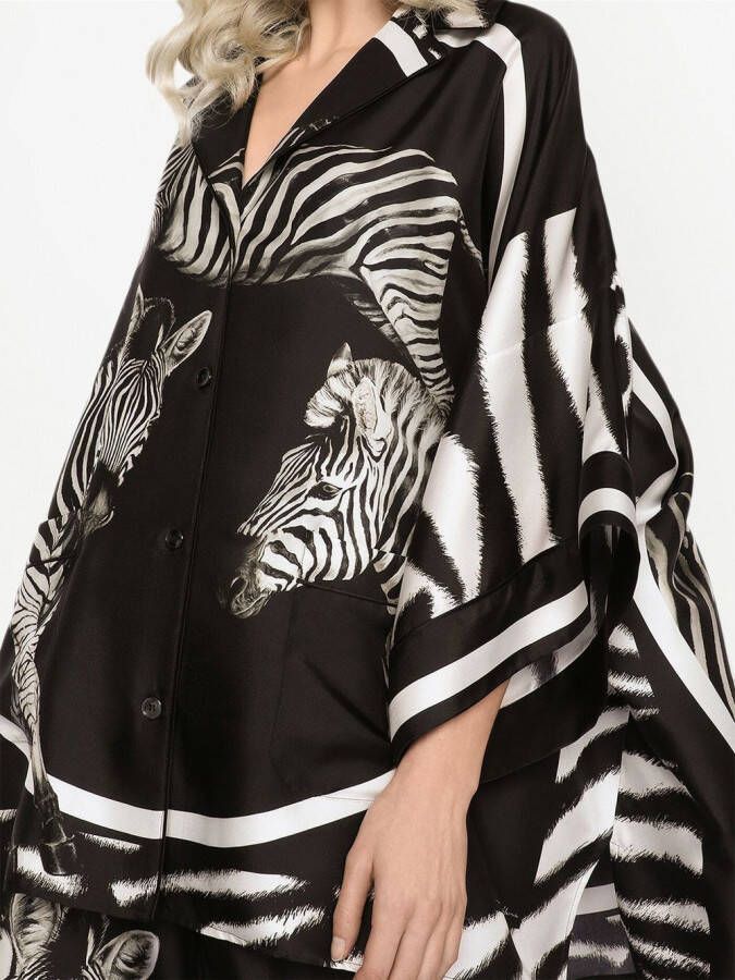 Dolce & Gabbana Twill blouse met zebraprint Zwart