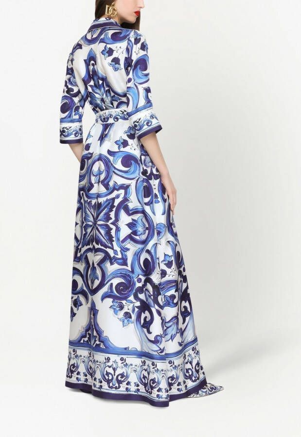 Dolce & Gabbana Twill blousejurk met print Blauw
