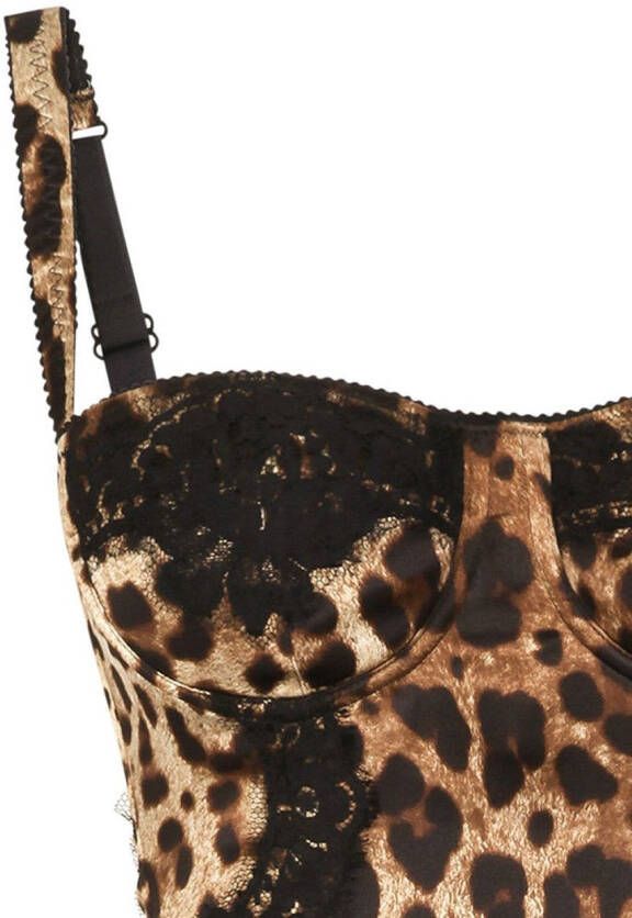 Dolce & Gabbana Zijden body met luipaardprint Bruin