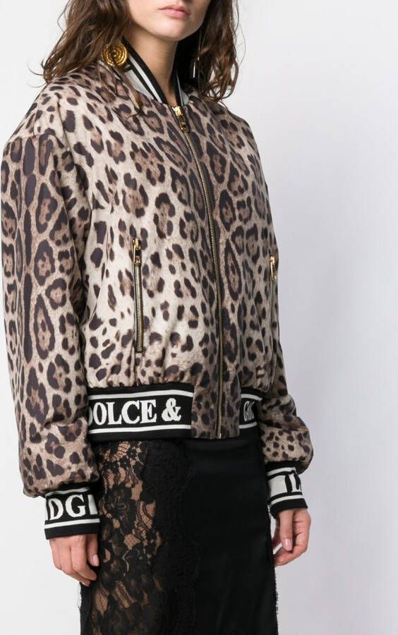 Dolce & Gabbana Bomberjack met luipaardprint Bruin