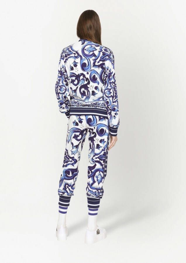 Dolce & Gabbana Sweater met Majolica-print en rits Blauw