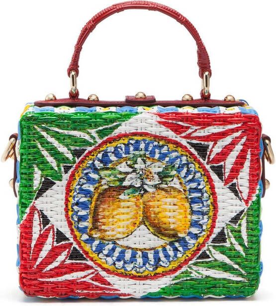 Dolce & Gabbana Dolce Box rieten tas met handgreep Rood