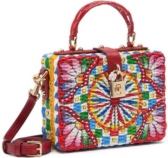 Dolce & Gabbana Dolce Box rieten tas met handgreep Rood