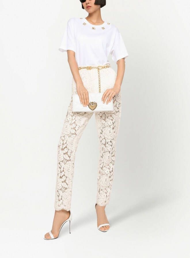 Dolce & Gabbana Broek met bloemenkant Wit