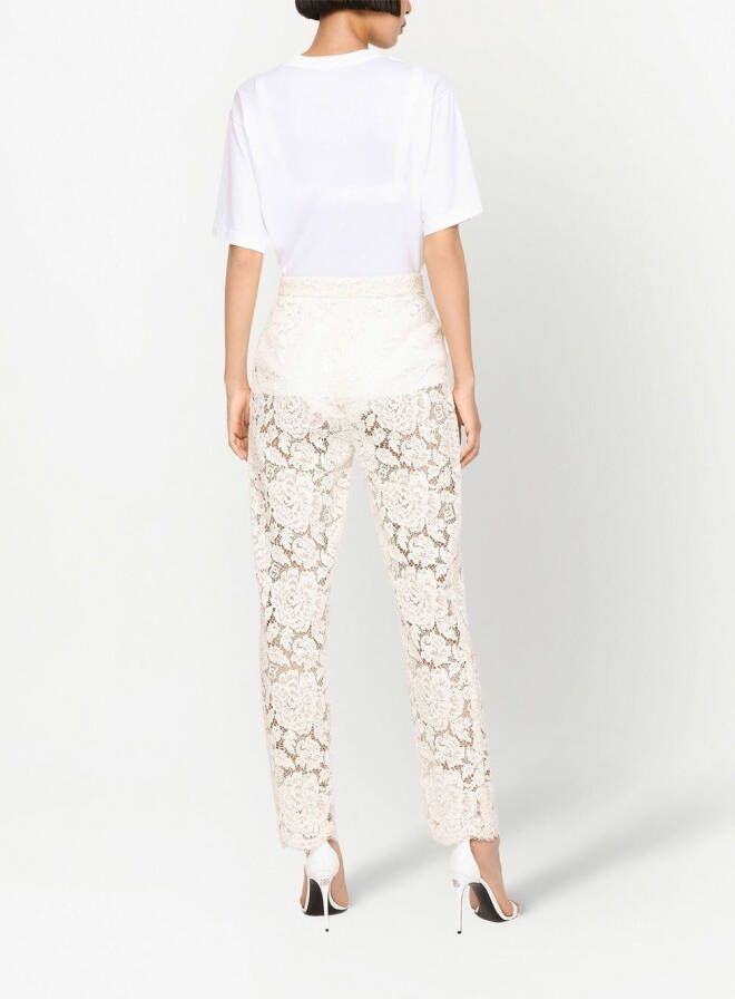 Dolce & Gabbana Broek met bloemenkant Wit