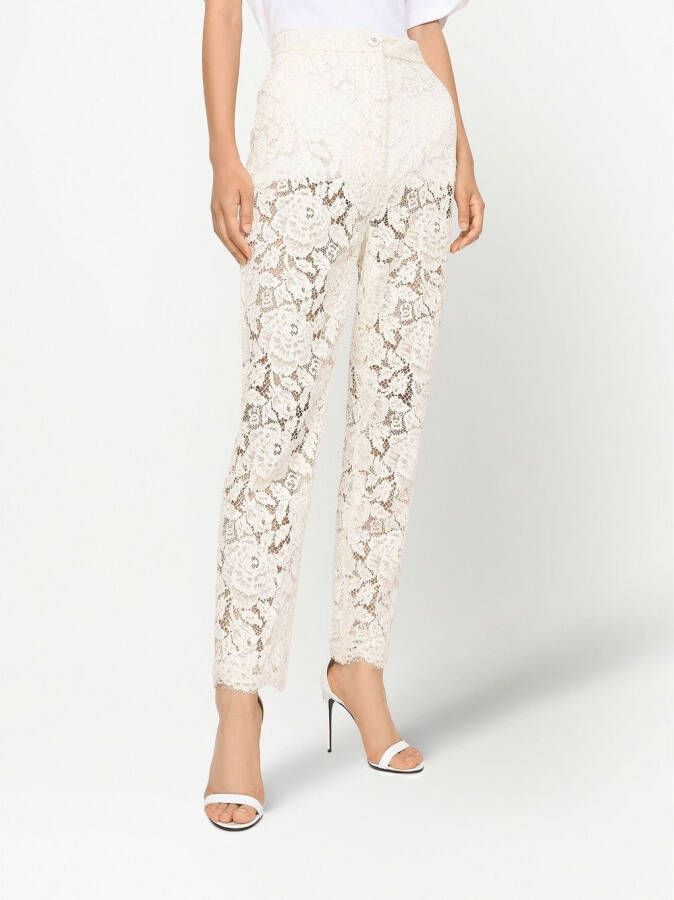 Dolce & Gabbana Broek met bloemenkant Wit