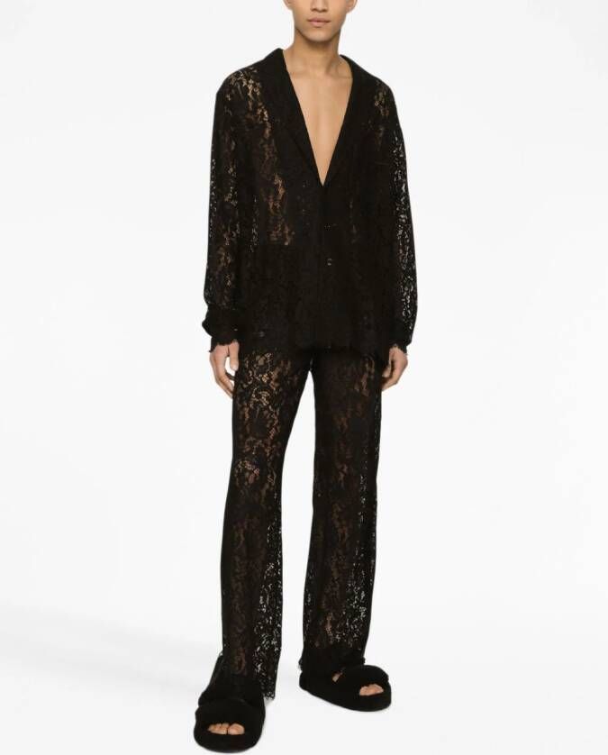Dolce & Gabbana Broek met kanten vlakken Zwart