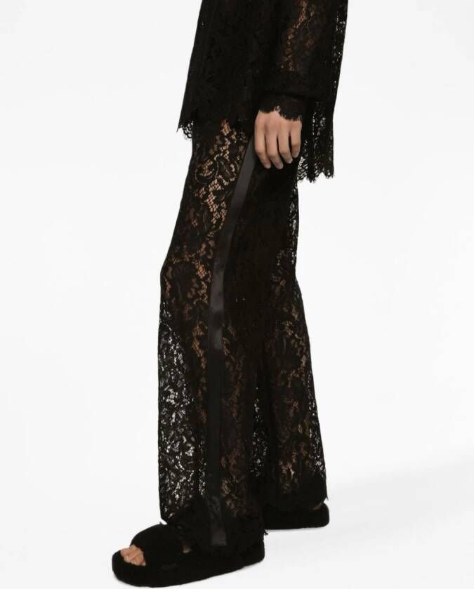 Dolce & Gabbana Broek met kanten vlakken Zwart