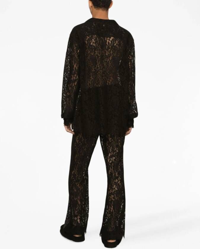 Dolce & Gabbana Broek met kanten vlakken Zwart