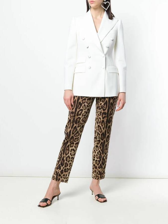 Dolce & Gabbana broek met luipaarddessin en zijband Bruin