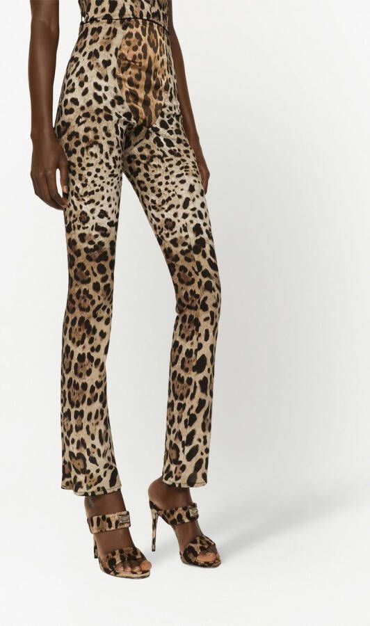Dolce & Gabbana KIM DOLCE&GABBANA flared broek met luipaardprint Beige