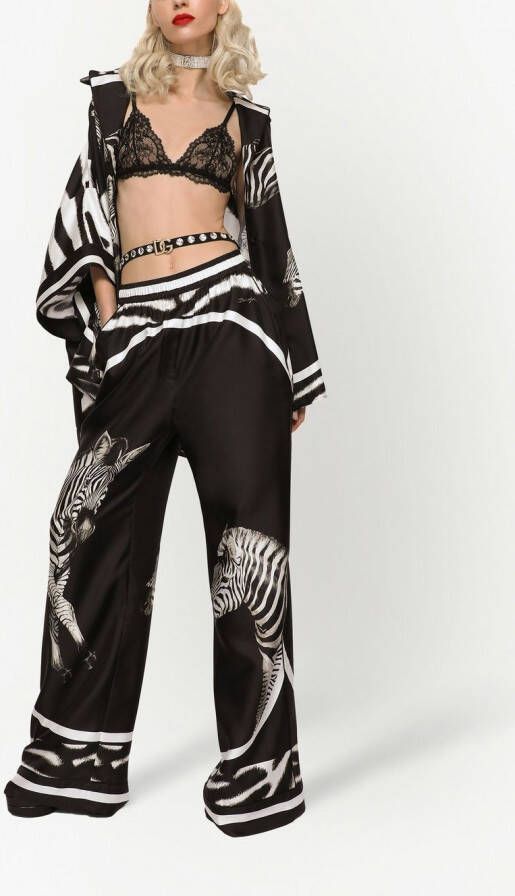 Dolce & Gabbana Twill pyjamabroek met zebraprint Zwart