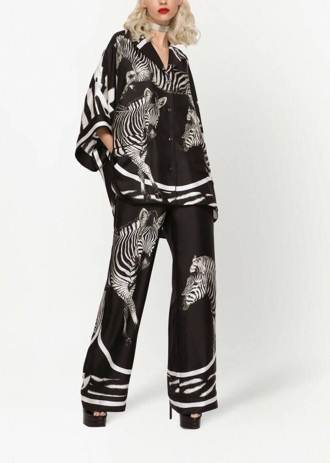 Dolce & Gabbana Twill pyjamabroek met zebraprint Zwart