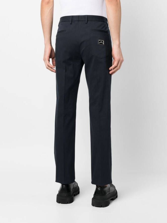 Dolce & Gabbana Pantalon met logo label Blauw