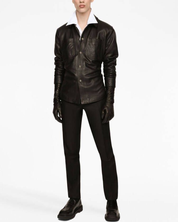 Dolce & Gabbana Leren overhemd Zwart