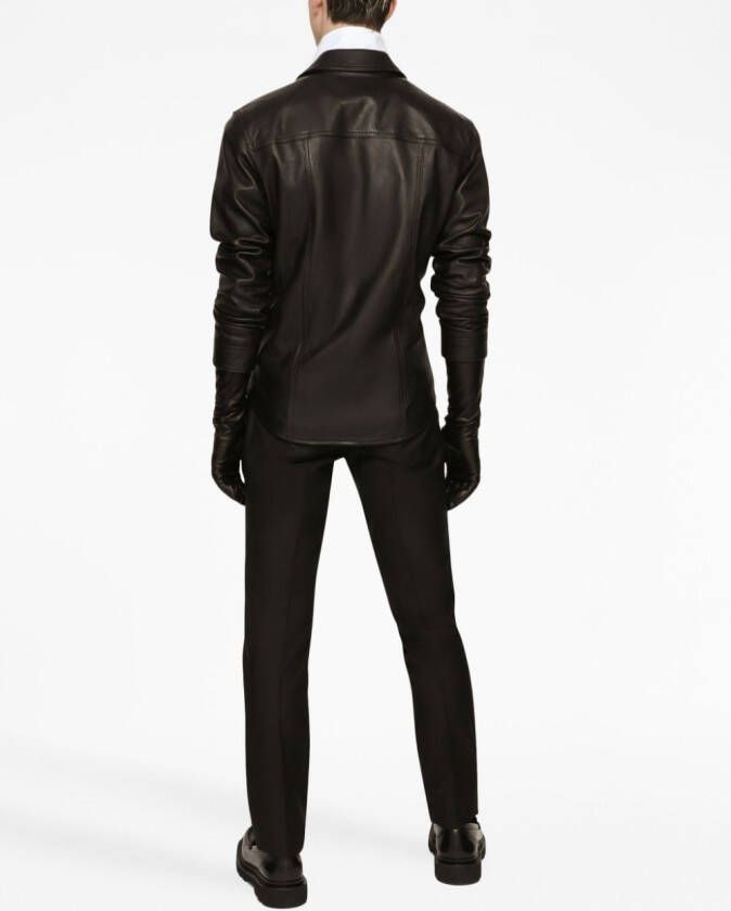 Dolce & Gabbana Leren overhemd Zwart