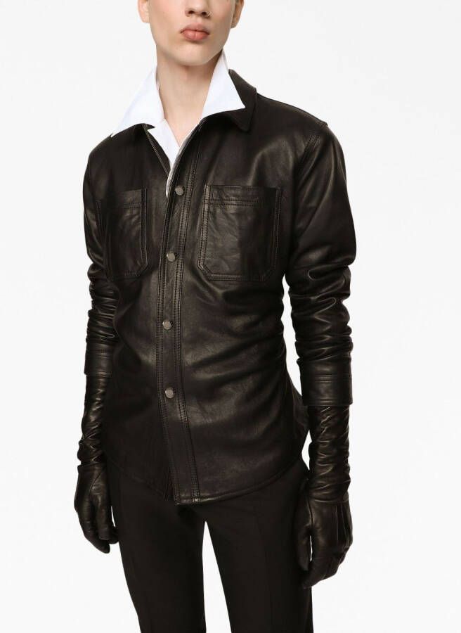 Dolce & Gabbana Leren overhemd Zwart