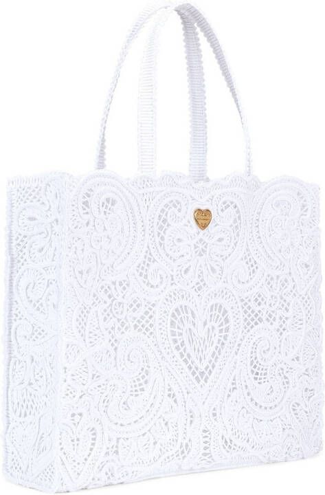 Dolce & Gabbana Grote Beatrice shopper met kant Wit