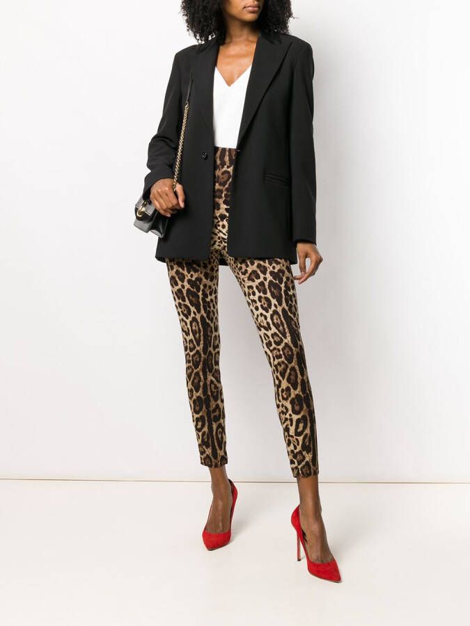 Dolce & Gabbana Cropped broek met luipaardprint Beige