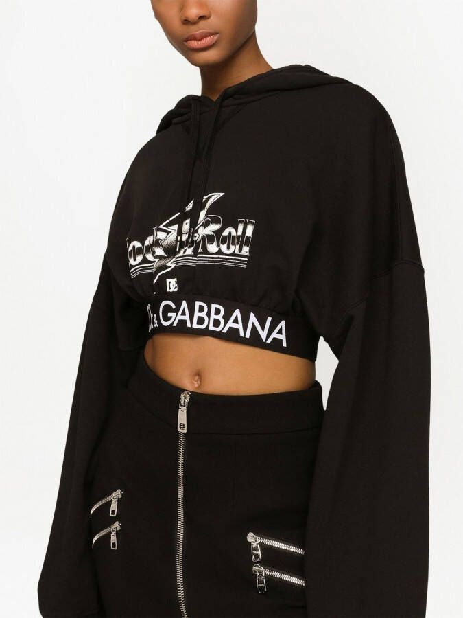 Dolce & Gabbana Cropped hoodie Zwart