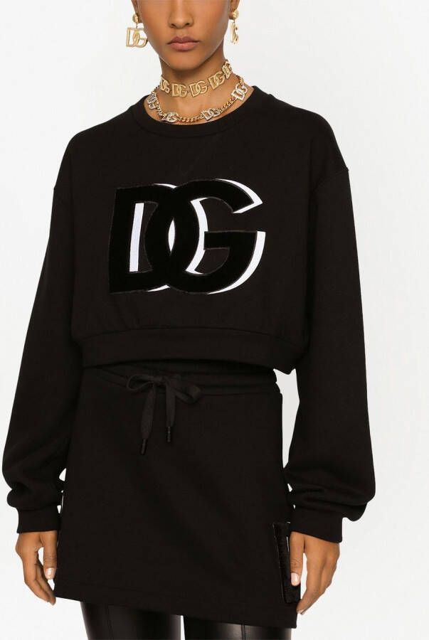 Dolce & Gabbana Cropped sweater met DG-logo Zwart