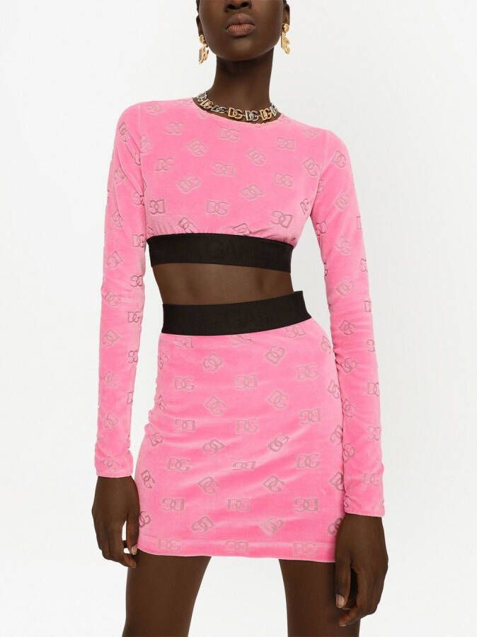 Dolce & Gabbana Cropped top met DG-logo Roze