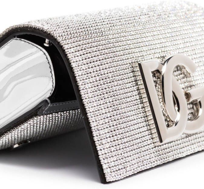 Dolce & Gabbana Schoudertas verfraaid met kristallen logo Beige