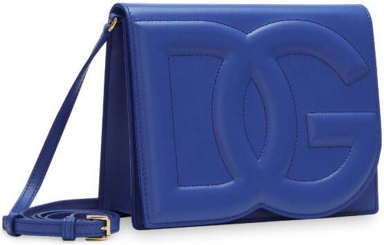 Dolce & Gabbana Leren crossbodytas met DG logo Blauw