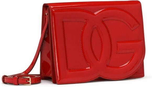 Dolce & Gabbana Leren crossbodytas met DG logo Rood