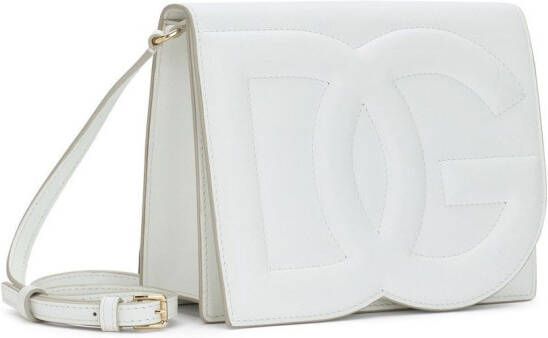 Dolce & Gabbana Leren crossbodytas met DG logo Wit