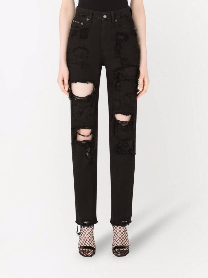 Dolce & Gabbana Gerafelde jeans Zwart