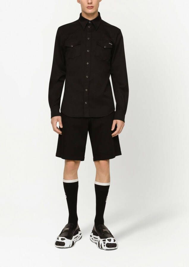 Dolce & Gabbana Gecoat denim overhemd Zwart