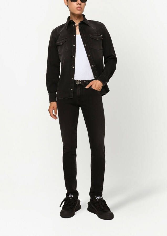 Dolce & Gabbana Button-up denim overhemd Zwart
