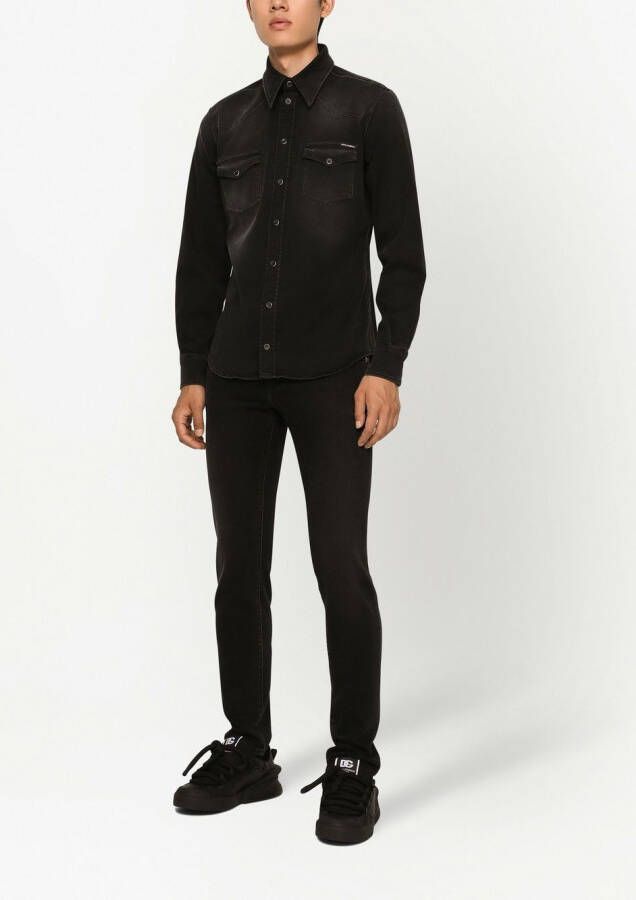 Dolce & Gabbana Button-up denim overhemd Zwart