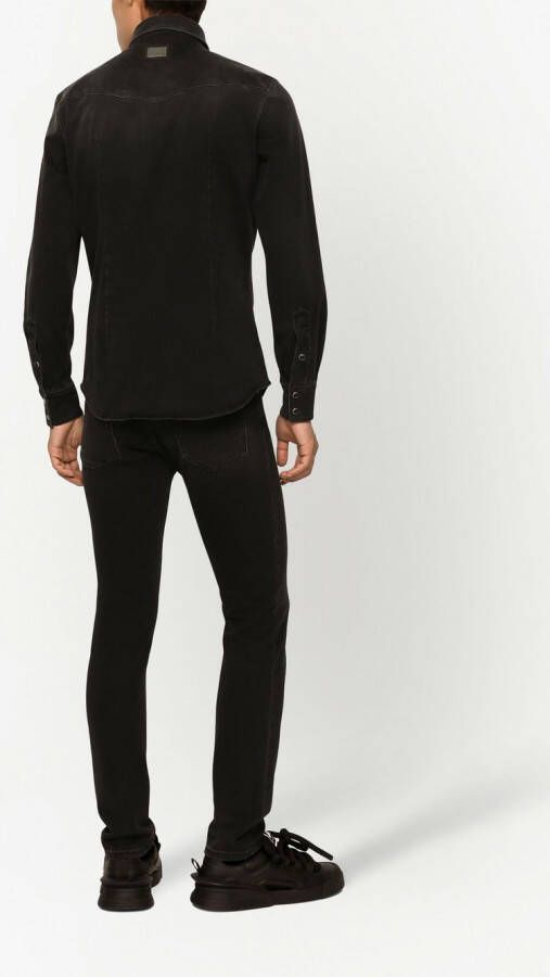 Dolce & Gabbana Button-up denim overhemd Zwart