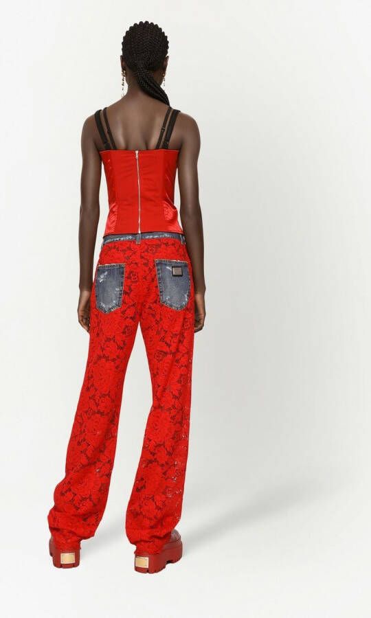 Dolce & Gabbana Korset top met afwerking Rood
