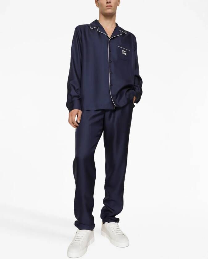 Dolce & Gabbana Broek met geborduurd logo Blauw