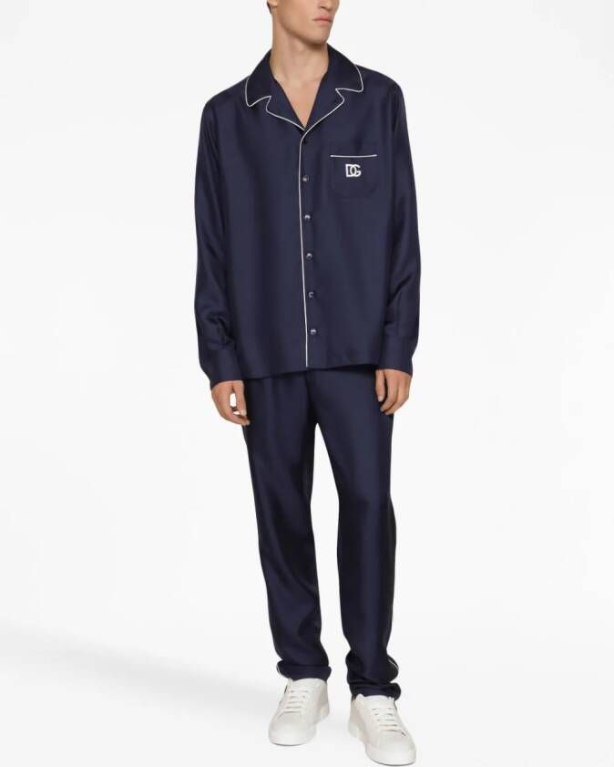 Dolce & Gabbana Broek met geborduurd logo Blauw