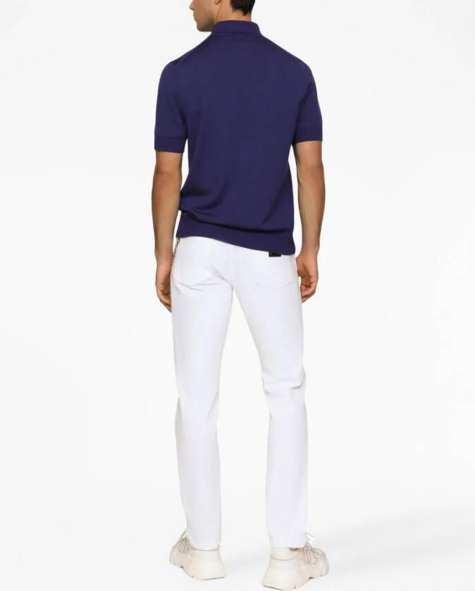Dolce & Gabbana Poloshirt van scheerwol met logo-label Blauw