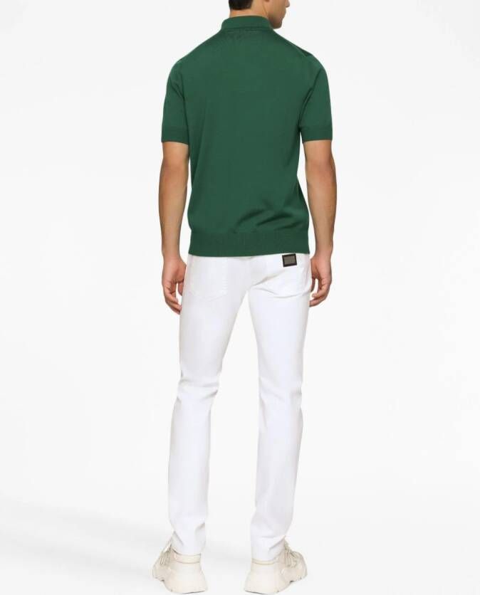Dolce & Gabbana Poloshirt van scheerwol met logo-label Groen