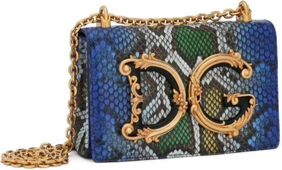 Dolce & Gabbana DG Girls crossbodytas met pythonleer-effect Blauw