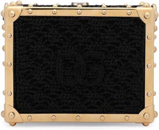 Dolce & Gabbana Dolce Box raffia tas met handgreep Zwart
