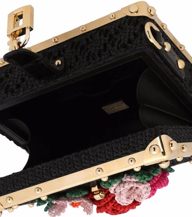 Dolce & Gabbana Dolce Box raffia tas met handgreep Zwart