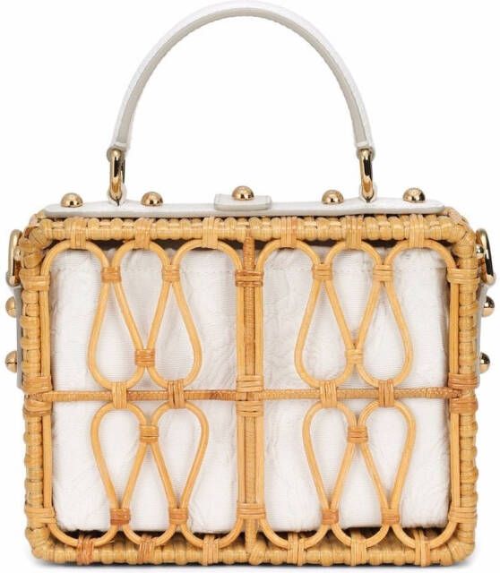 Dolce & Gabbana Dolce Box rieten tas met handgreep Bruin