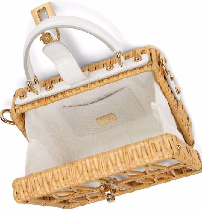 Dolce & Gabbana Dolce Box rieten tas met handgreep Bruin