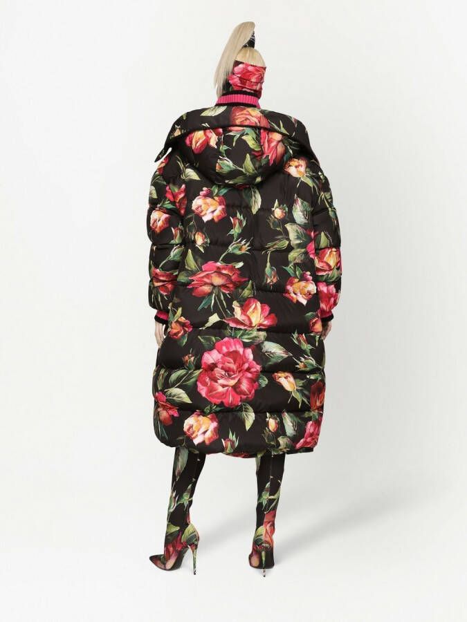 Dolce & Gabbana Donsjack met bloemenprint Zwart