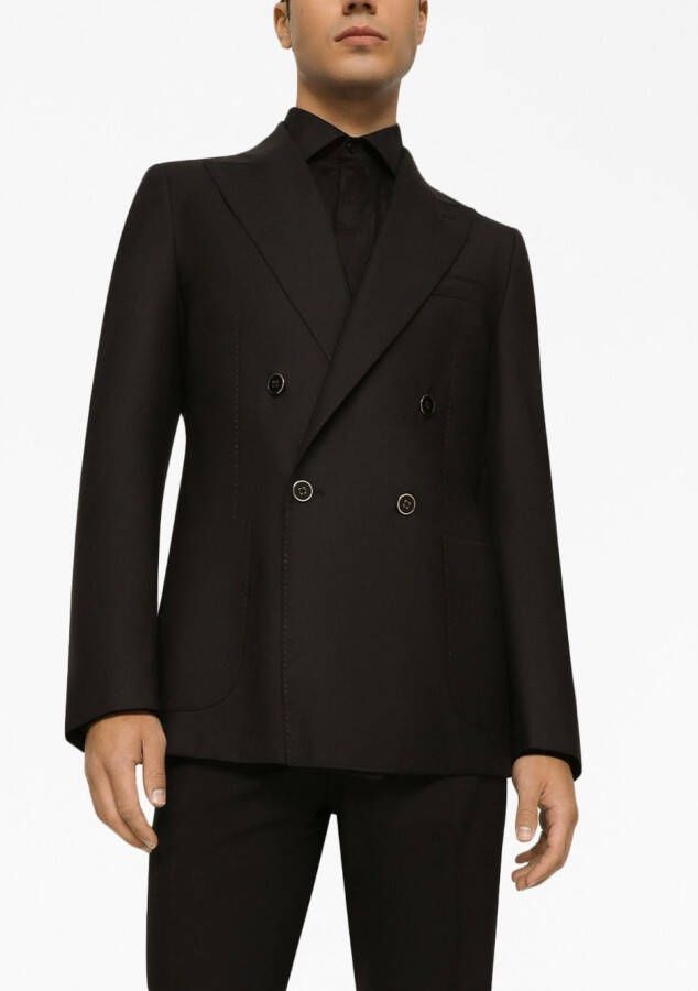 Dolce & Gabbana Portofino blazer met enkele rij knopen van wol-zijde Bruin