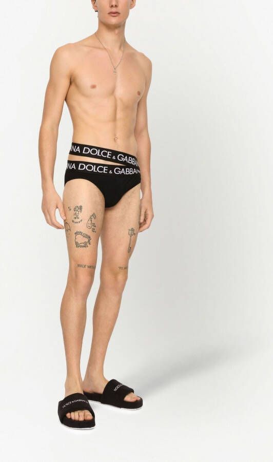 Dolce & Gabbana Bikinislip met dubbele tailleband Zwart