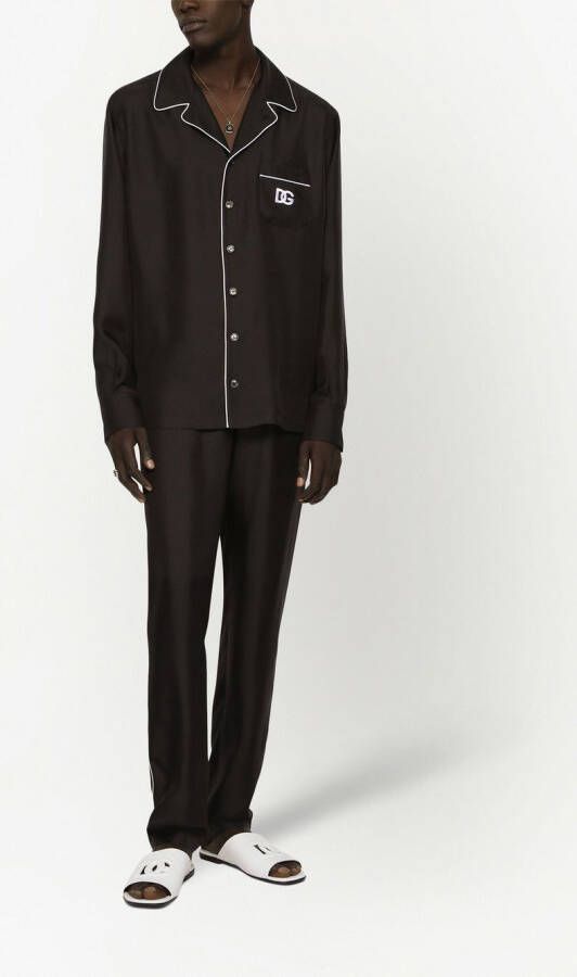 Dolce & Gabbana Zijden trainingsbroek met geborduurd logo Zwart